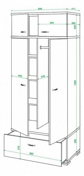 Шкаф платяной Домино КС-20 в Муравленко - muravlenko.mebel24.online | фото 3