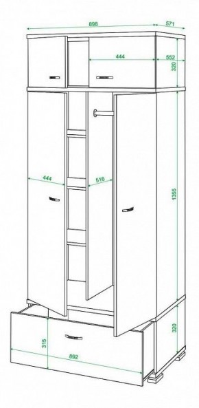 Шкаф платяной Домино КС-20 в Муравленко - muravlenko.mebel24.online | фото 3