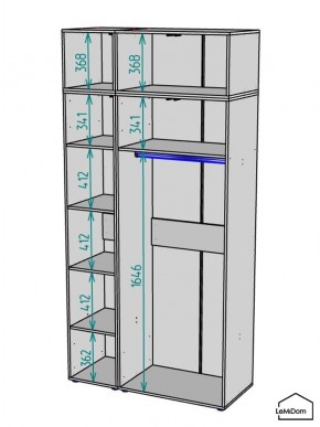 Шкаф с антресолью Linnea MHR-3A-1 2450х1200х510 (Графит-М 11.1.25) в Муравленко - muravlenko.mebel24.online | фото 3