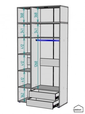 Шкаф с антресолью Linnea MHR-3A-2 2450х1200х510 (Графит-М 11.1.25) в Муравленко - muravlenko.mebel24.online | фото 3