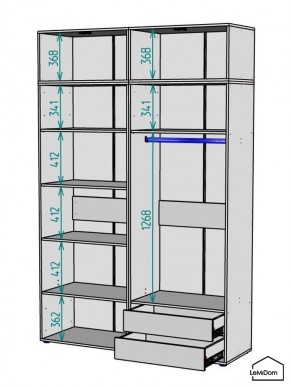 Шкаф с антресолью Linnea MHR-4A-2 2450х1600х510 (Графит-М 11.1.25) в Муравленко - muravlenko.mebel24.online | фото 3