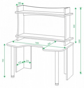 Стол компьютерный Домино lite СКЛ-Игр140 в Муравленко - muravlenko.mebel24.online | фото 2