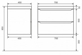 Тумба под раковину Uperwood Tanos 70 см, подвесная, черная матовая в Муравленко - muravlenko.mebel24.online | фото 6