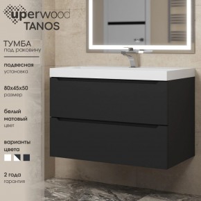 Тумба под раковину Uperwood Tanos 80 см, подвесная, черная матовая в Муравленко - muravlenko.mebel24.online | фото 3