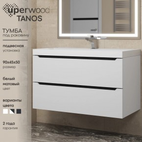 Тумба под раковину Uperwood Tanos 90 см, подвесная, белая/графит в Муравленко - muravlenko.mebel24.online | фото 3