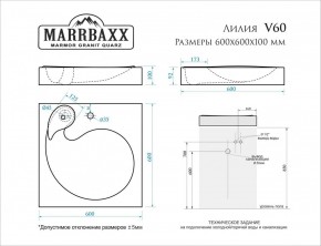 Умывальник над стиральной машиной (600*600х100) Лилия V60 (белый) с кронштейном без сифона (V60) в Муравленко - muravlenko.mebel24.online | фото 2